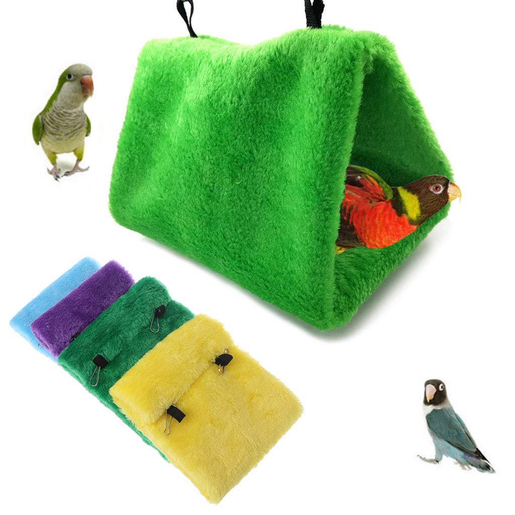 Wodwad Winter Warm Bird Nest House Hut Hammock for Parrot Budgies Parakeet Cockatiels Cockatoo Conure Lovebird (Small, Green)