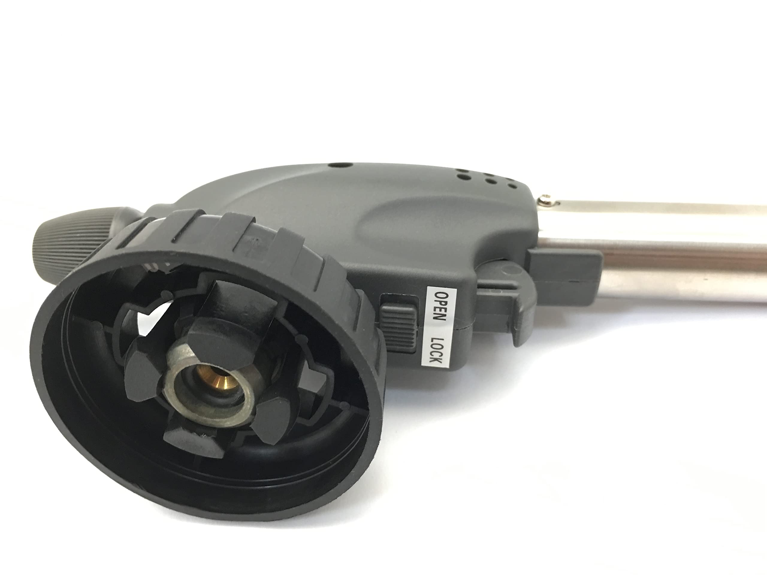 Todo espléndido soplete de cocina, antorcha de cocción de encendido automático, boquilla de cabeza de antorcha de soldadura, antorcha de soplado profesional butano llama ajustable (gas no incluido)