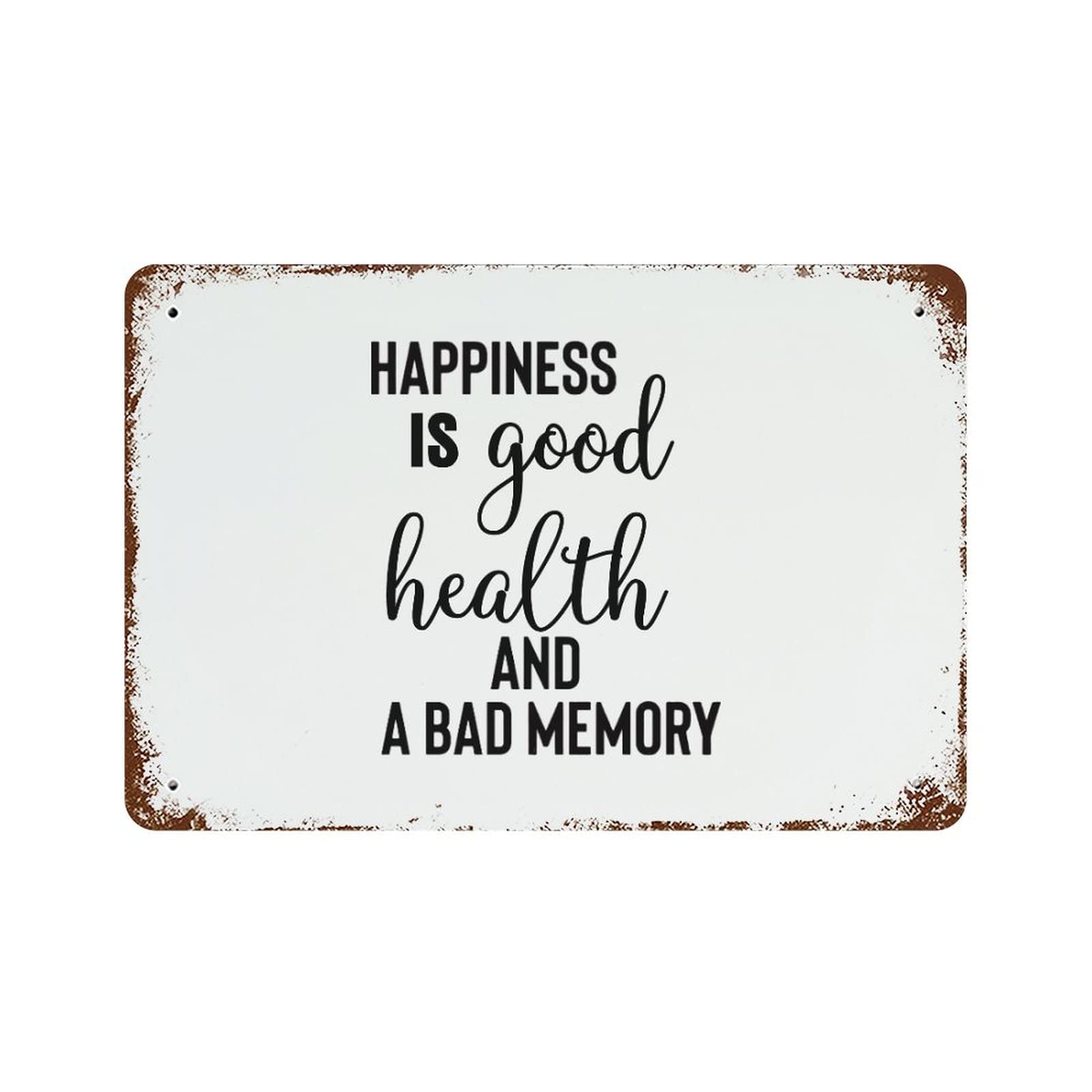Panneau de motivation vintage Happiness décor de cuisine en métal 30,5 cm