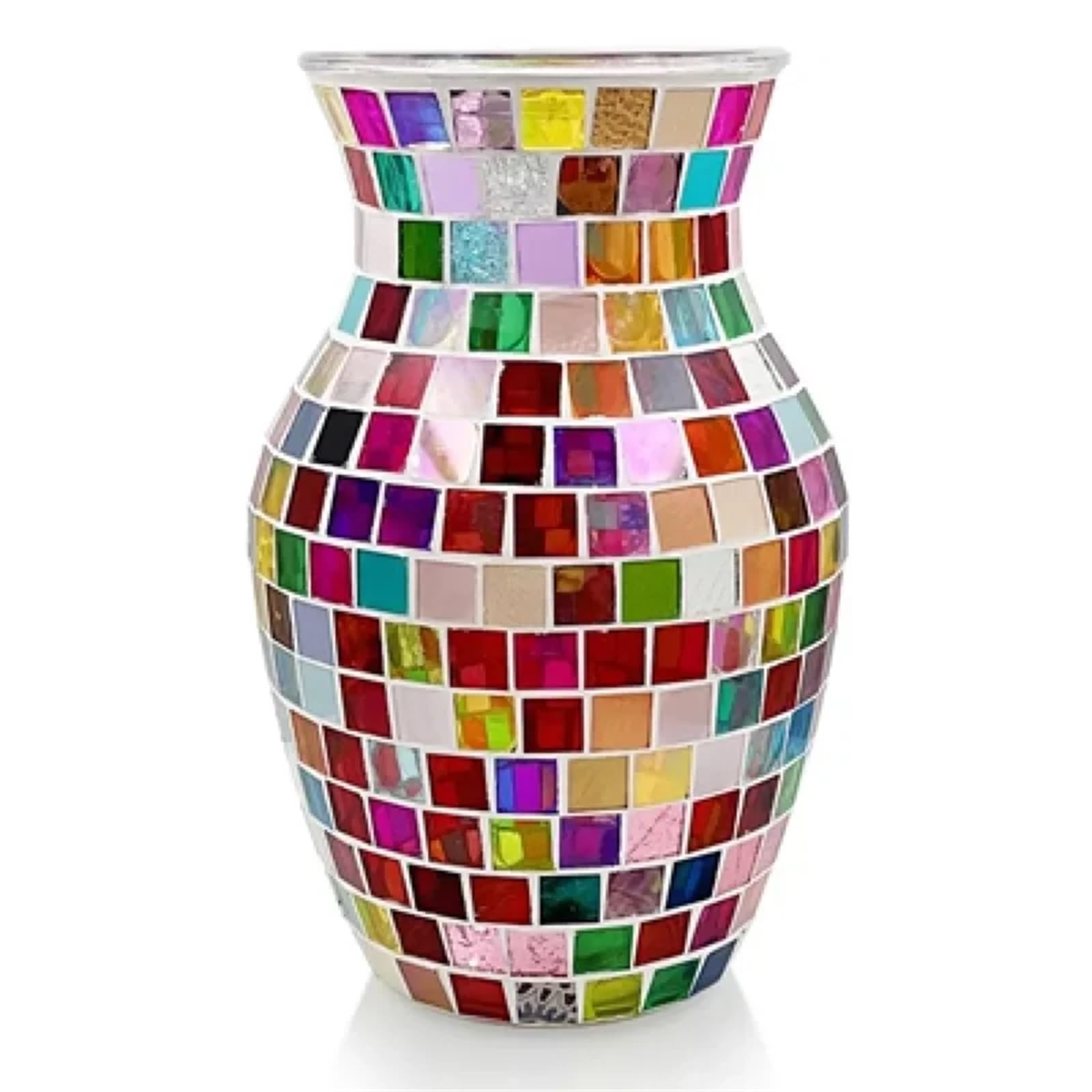 Geometric Vase Pastoral Mosaic Glass Vase, Home And Restaurant Decoration Furnishings(Style010)