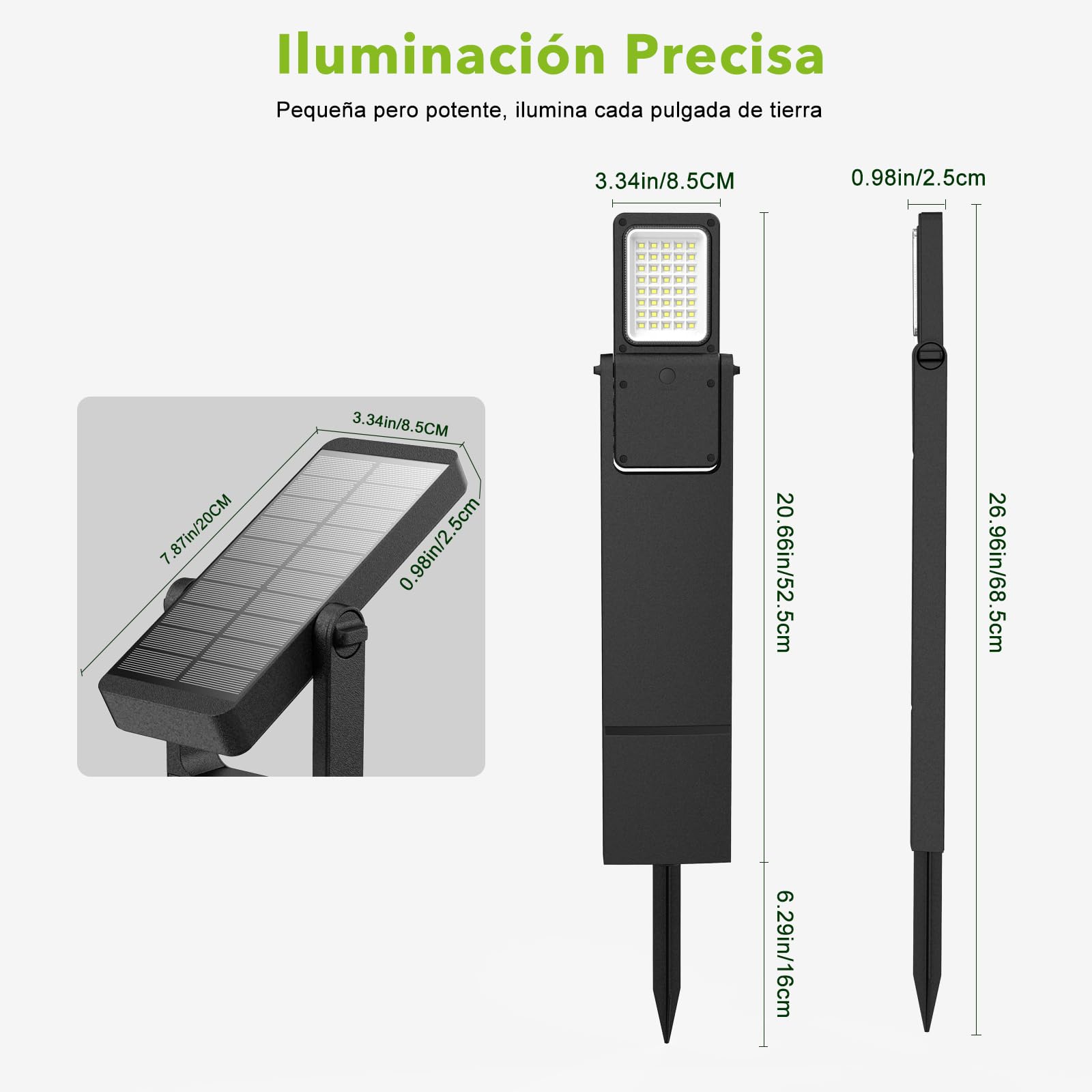 OUSFOT Lampara Solar Exterior 6 Piezas 40 LED, Focos Solares para Exterior con Dos Niveles de Luminosidad, Resistente al Agua IP65, Poste de Iluminación Exterior para Jardín, Patio, Entrada, Camino