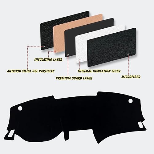 Miniatura 4 de Tapete antideslizante para tablero de instrumentos compatible con Nissan Sentra 2020, 2021, 2022 y 2023, protector solar (borde negro)
