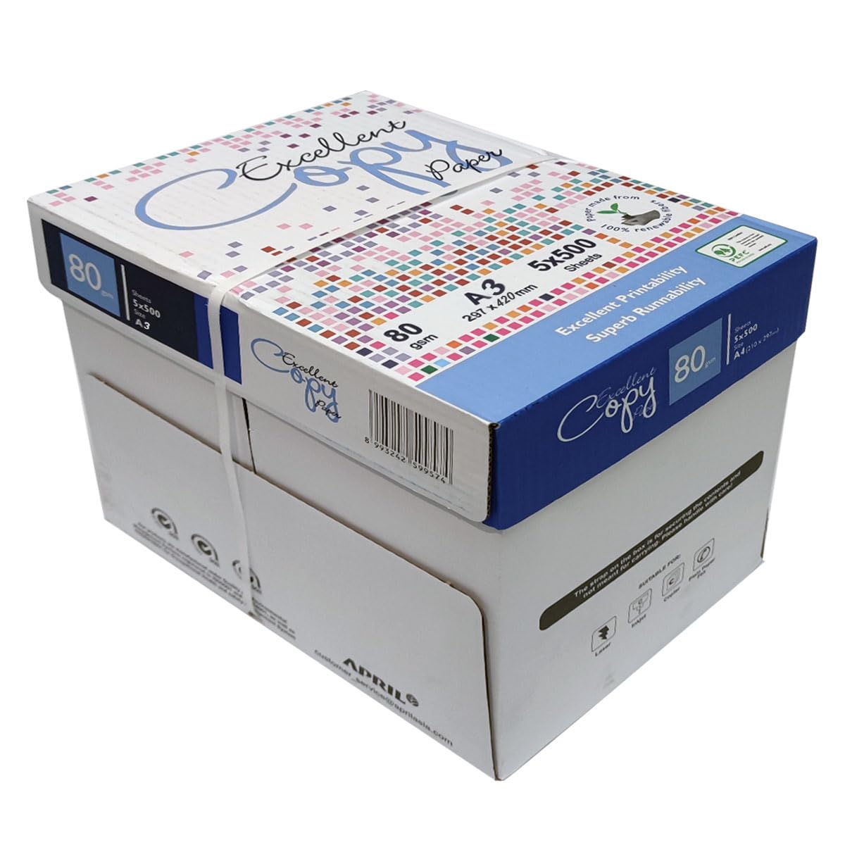 Excellent Copy Paper carta Formato A3-42x29,7cm 80 gr, per ufficio, stampa e fotocopie - 1 ct da 5 risme