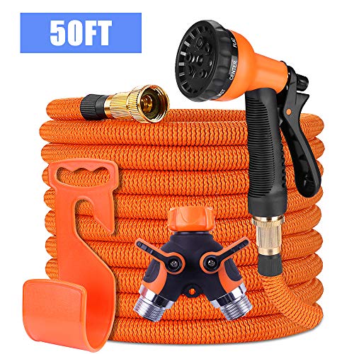 Garden Hose Expandable 50ft, Super Durable 3750D / 4-Layers Strong Latex/Solid Brass Fittings
