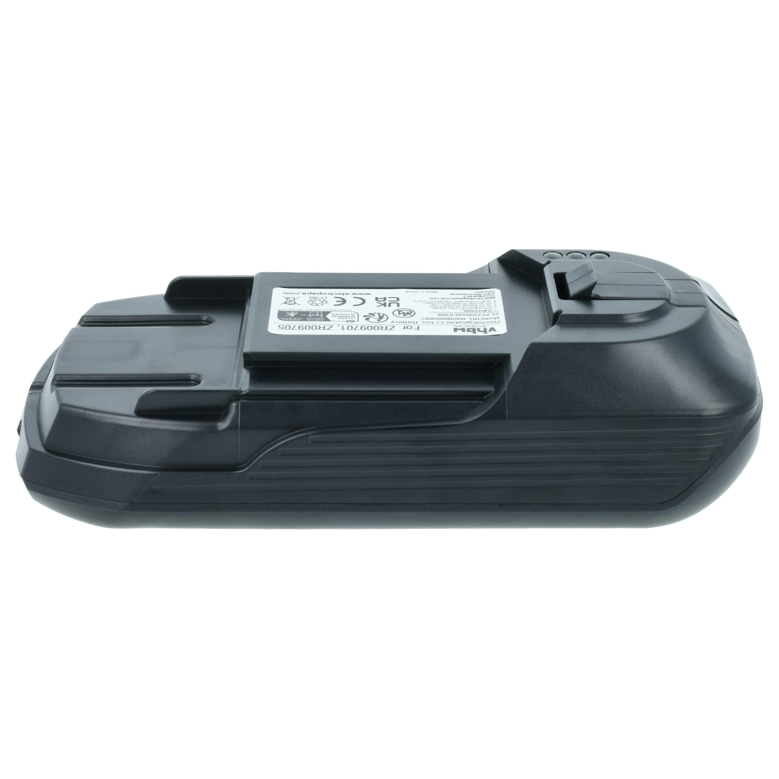 vhbw batteria compatibile con Rowenta RH98A7WO/4Q2, RH98A7WO/4Q3, RH98A8, RH98A8WO/4Q0, RH98A8WO/4Q2 home cleaner (2,5Ah, 25,2V, Li-Ion)