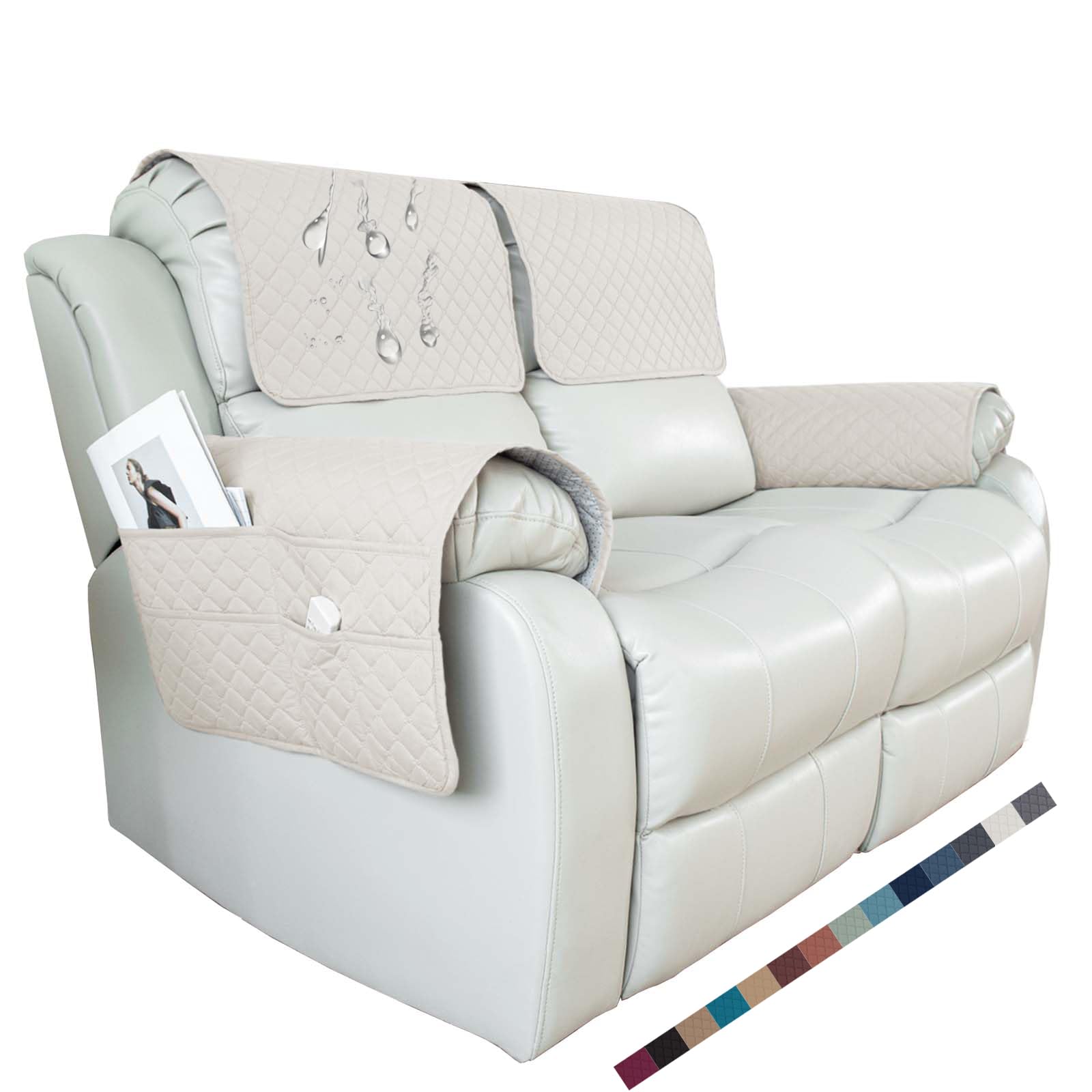 Gyhh Lvory Recliner Armchair Covers, Quilted Reclining Armchair Slipcovers For Arms, Waterproof Sofa Arm Non Slip Armrest Couch Arm Rest Cover For Furniture Protector (,2 Seater)