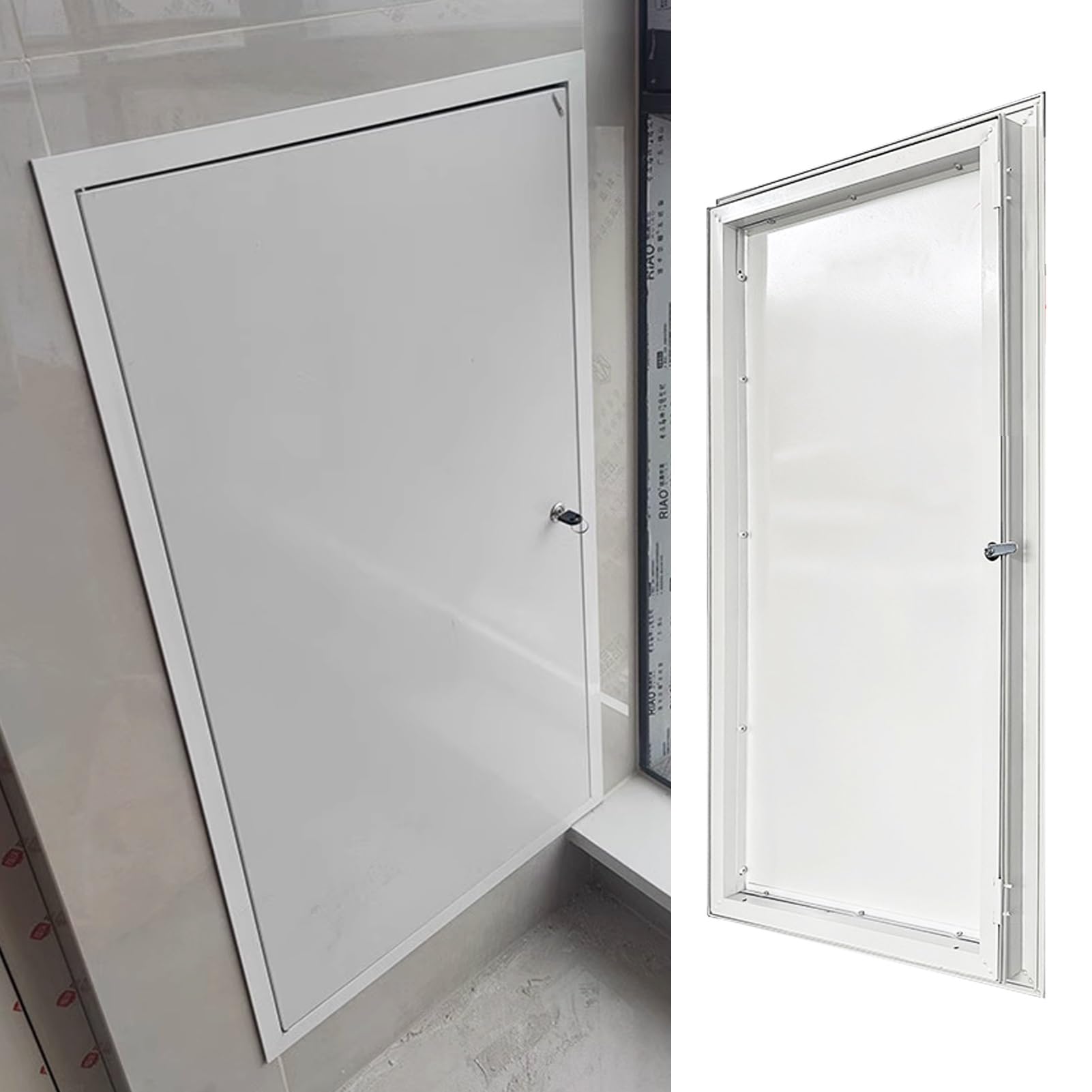 Genérico Panel de Acceso con Cerradura, Placa de Cubierta para Orificio de Pared, trampilla de Acceso eléctrico con Cerradura y Llave, Panel con Marco de Aluminio para ático con Paneles de Yeso, Tram