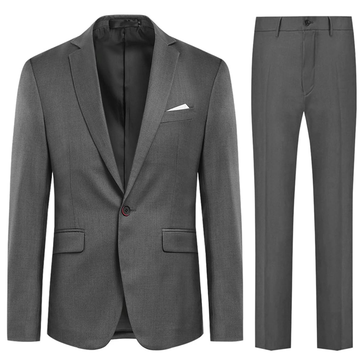 Allthemen Abito da Uomo in 2 Pezzi Tinta Unita con Un Bottone e Spacco sul Retro (Blazer + Pantaloni) Suit da Lavoro Business