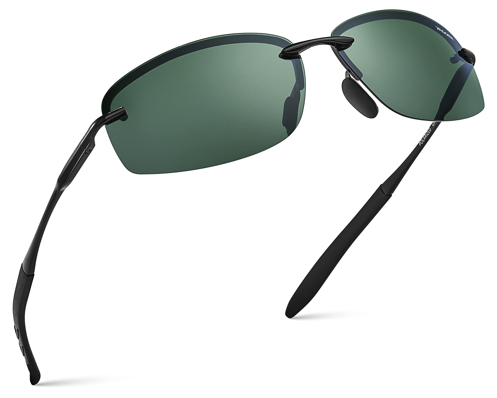XaggerXagger Polarized Driving Sunglasses for Men Rimless Metal Frame UV400 Protection Sun Glasses
