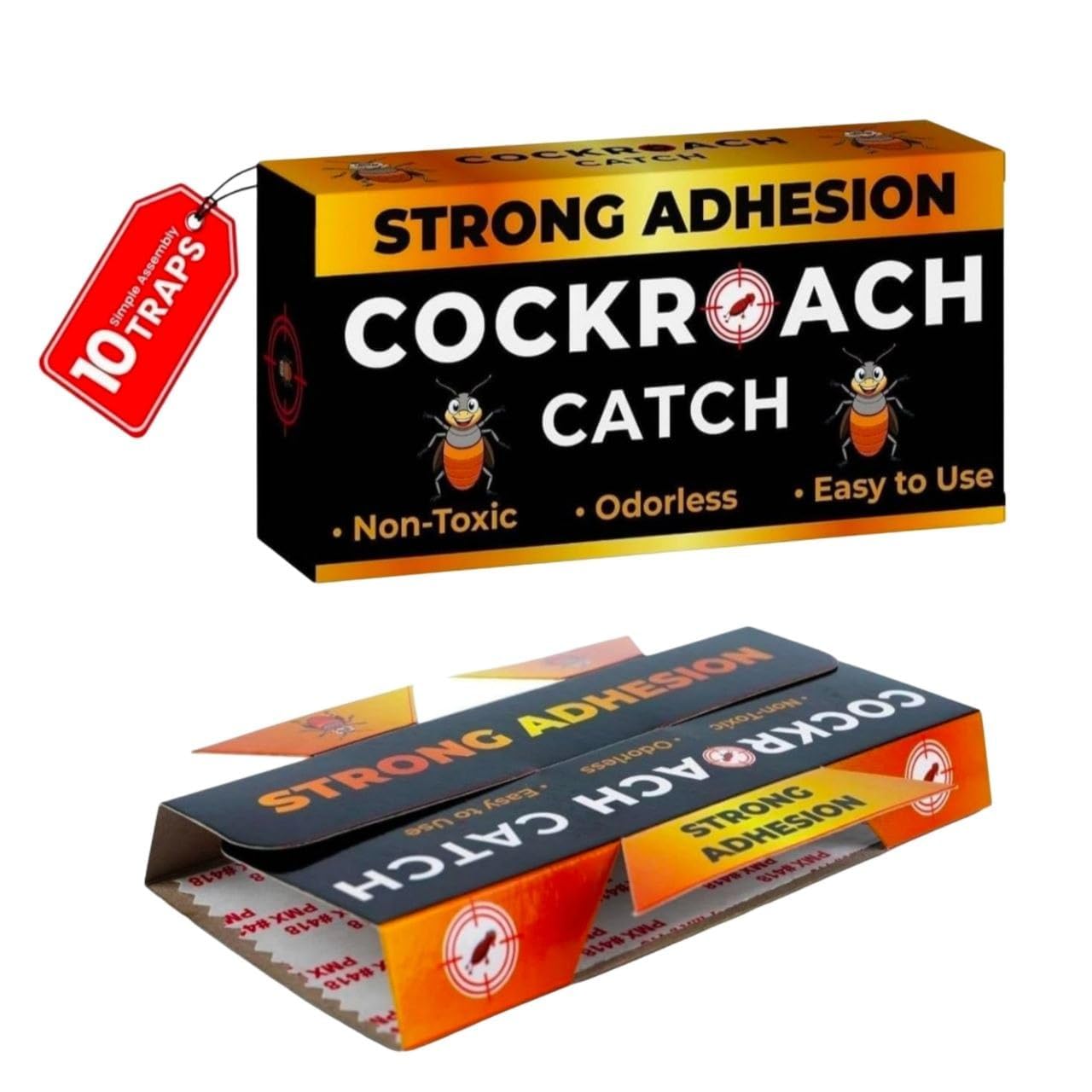 Cockroach Trap | Non-Toxic Sticky Roach Trap | Easy to Use | Safe for Home, Kitchen & Office | Long-Lasting Adhesive | Pack of 10-image-19
