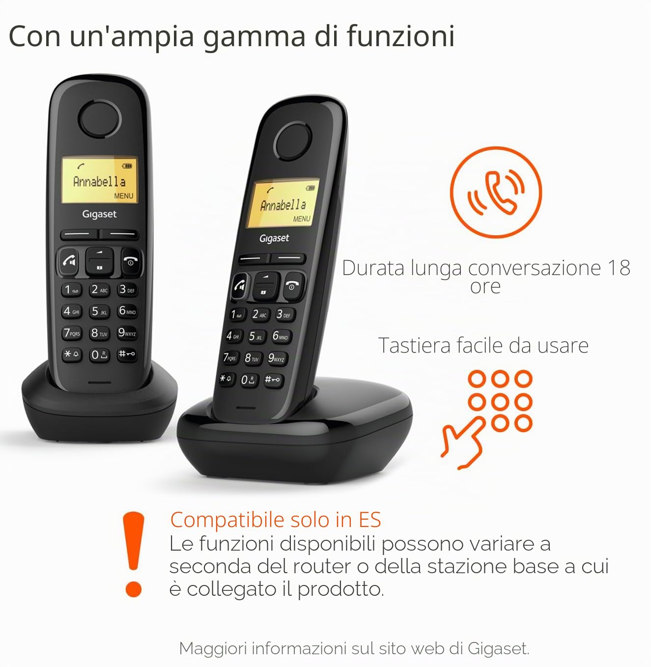 Gigaset A270 Duo Telefono DECT Nero Identificatore di chiamata [Versione spagnola]