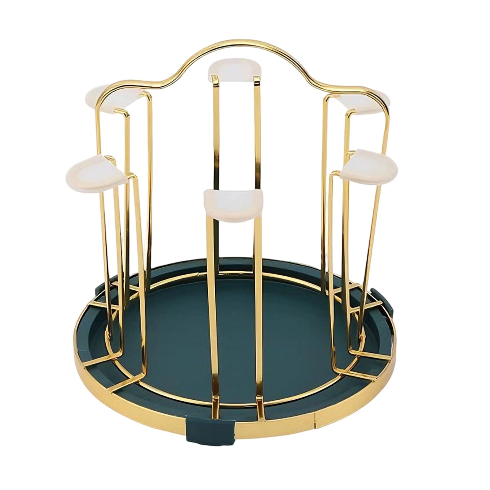 Tmboryuu Sturdy Iron Glass Holder for 6 Cups Featuring Drainage and Stable Base Efficient Placement Compact Tray