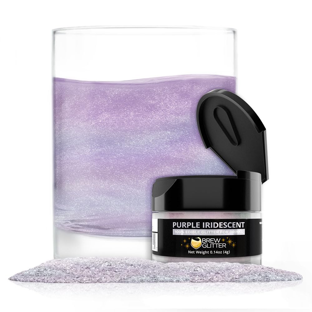 Brew Glitter (1x 4g Jar) | Edible Glitter for Drinks, Cocktails, Beer, Garnish & Beverages (Purple Iridescent)