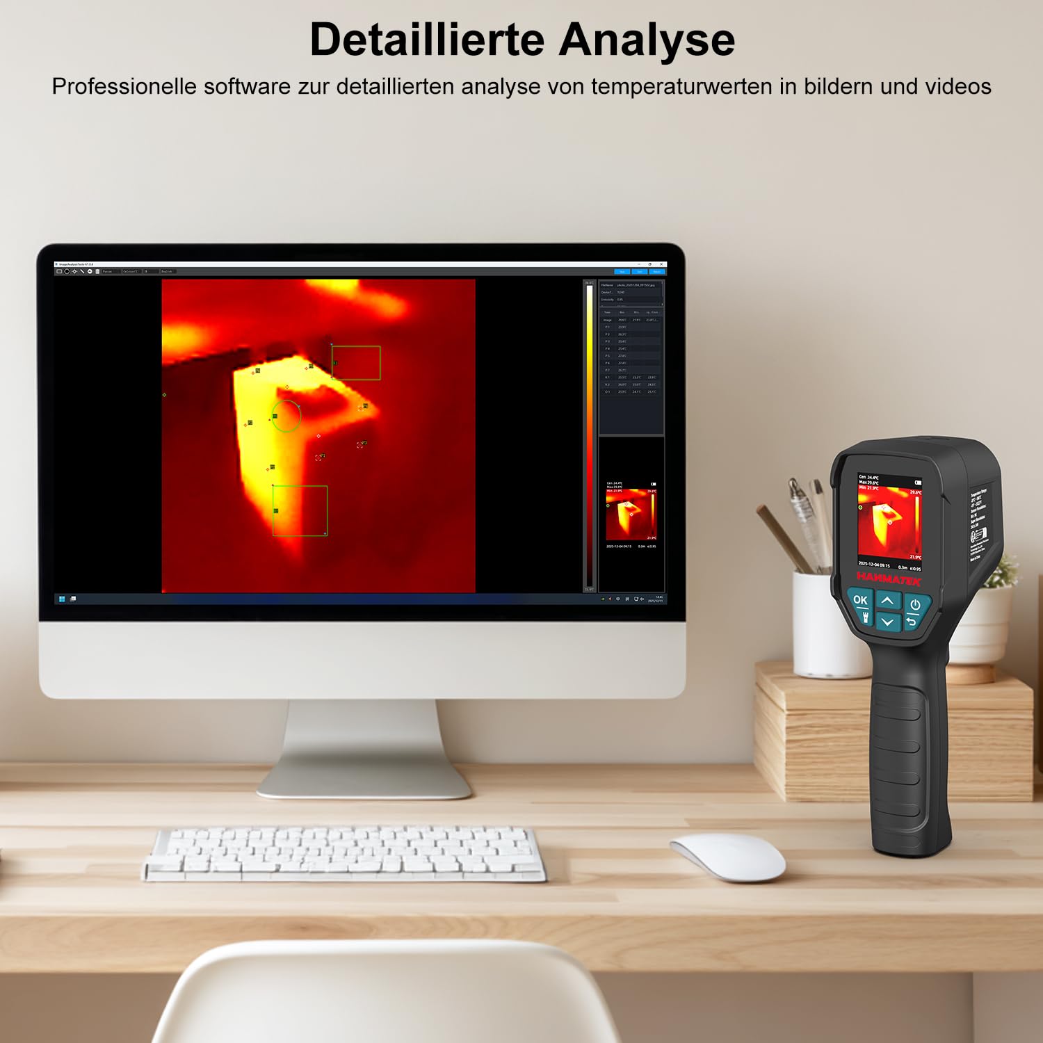 HANMATEK Wärmebildkamera Ti240 Bildgebungswerkzeug für Temperaturanomalien und Jagd-Wärmebildkamera mit einer Auflösung von 240 x 240 Pixeln, Temperaturbereich von -68 °F bis +752 °F, Wiederaufladbar