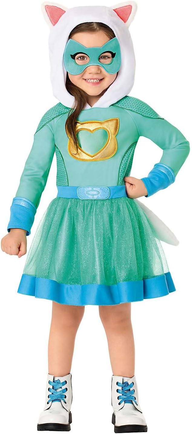 Spirit Halloween SuperKitties Toddler Bitsy Dress Costume, Officially Licensed, Features an Attached Hood