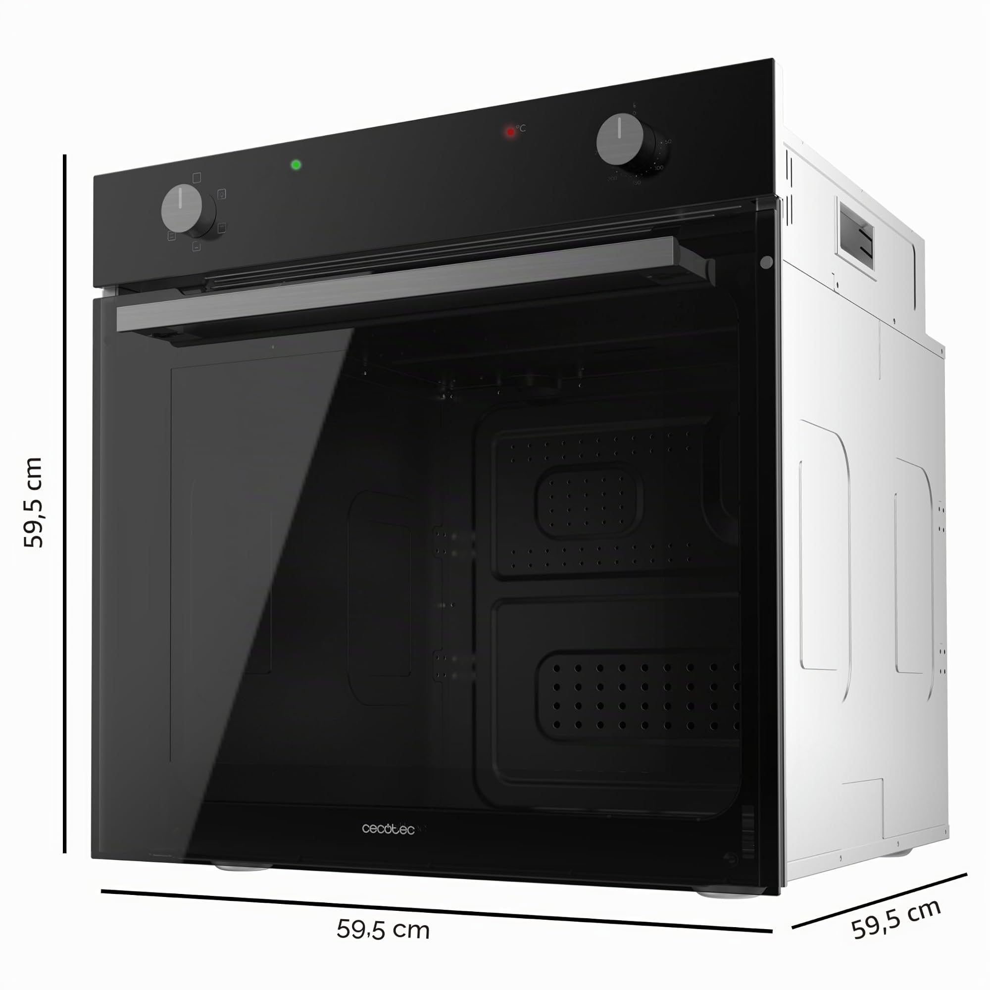 Cecotec Einbaubackofen Multifunktional Konventionell 80L Bolero Hexa C126400 Glass Black. 2800W, 5 Funktionen, Niedriger Verbrauch, Innenbeleuchtung, Steam Assist, Steam EasyClean, Kalte Tür 2 Gläsern