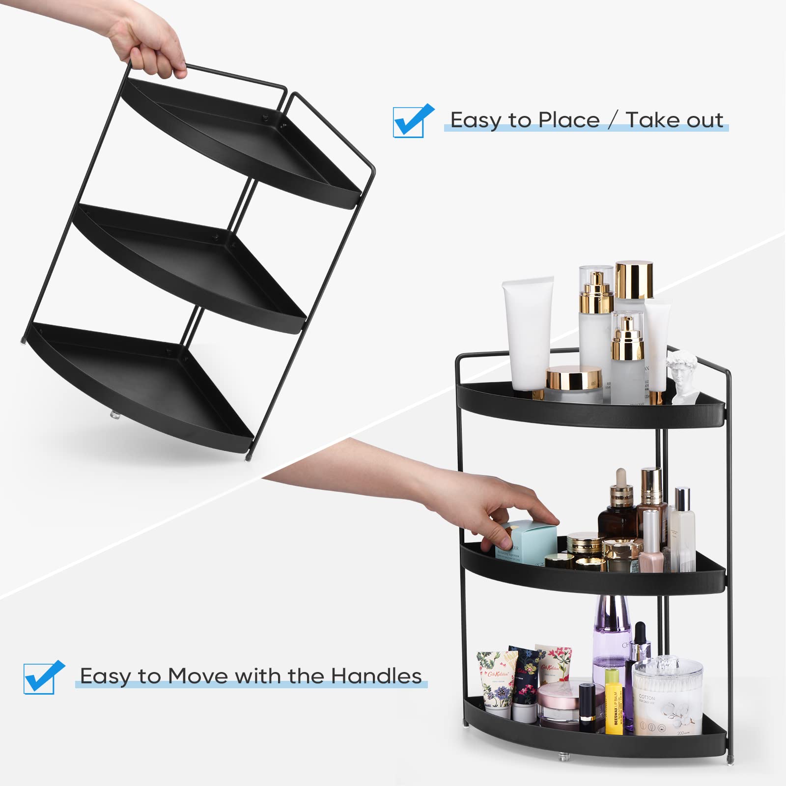Lvssci Corner Shelf 3 Tier Bathroom Countertop Organizer ?Kitchen Bathroom Countertop Perfume Trays for Dresser Cosmetic Makeup Organization Standing Shelves Space Saving Holder