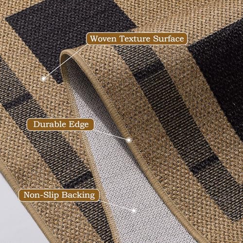 Tapete decorativo jute cuadriculado 3x5 pies miniatura 7