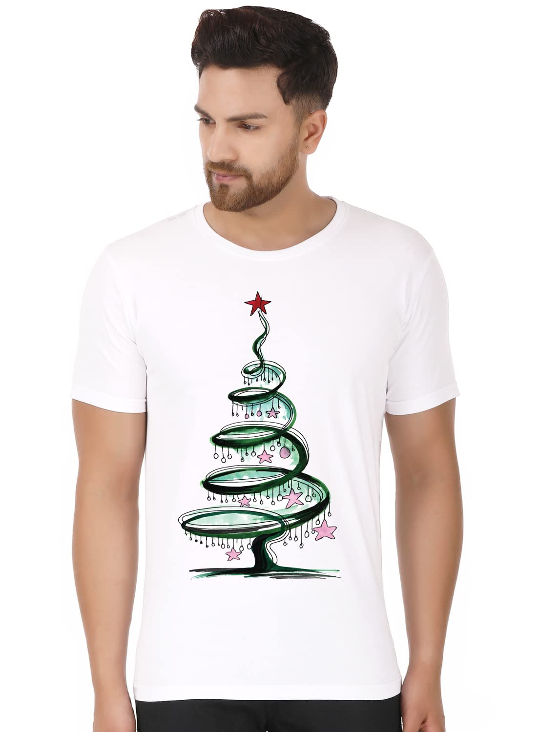 Funny Santa Special Half Sleeve Cotton Blend Graphic Printed Round Neck Regular Fit Men's T-Shirt Merry Christmas Tshirts White |Christmas Tshirts