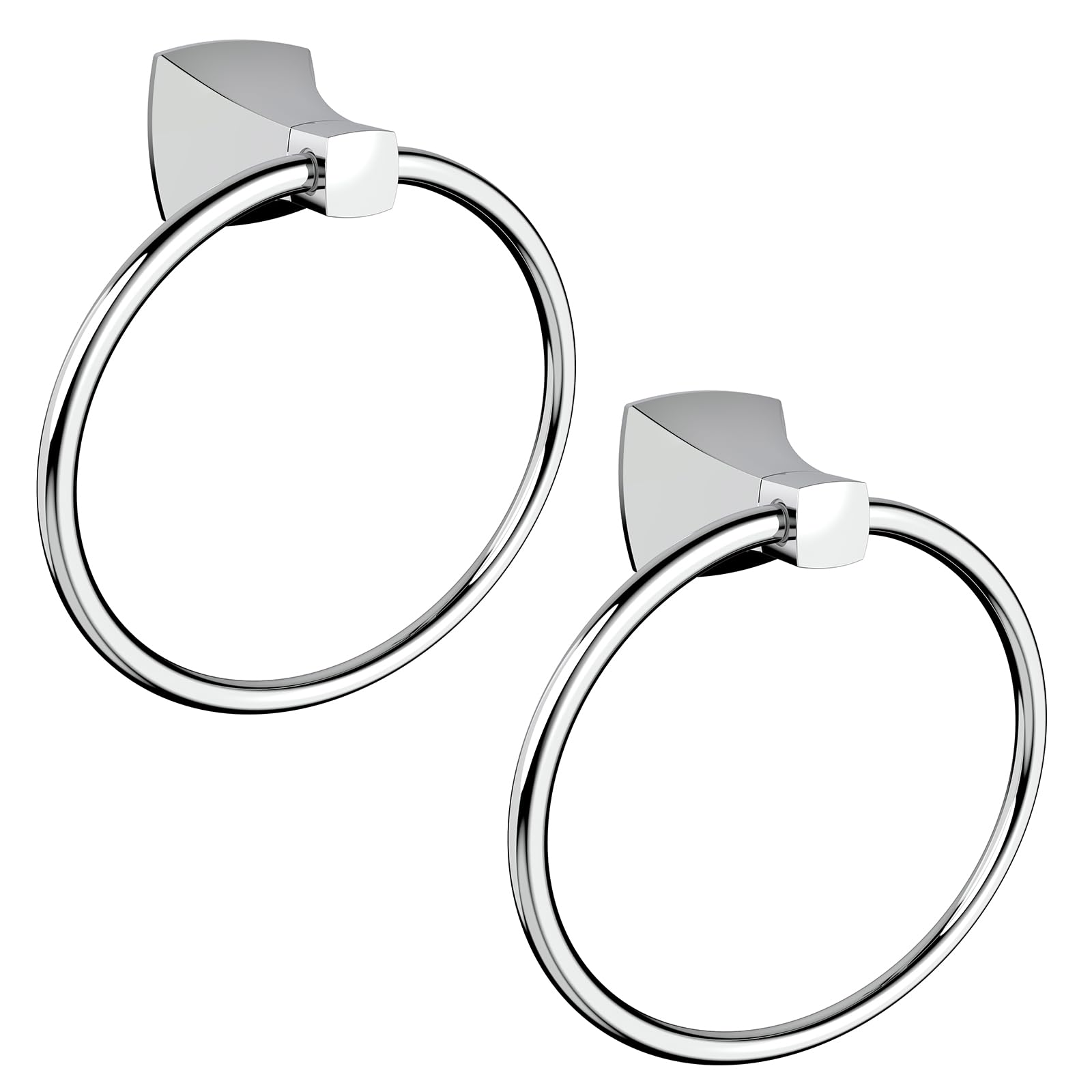 Hand Towel Holder for Bathroom Polished Chrome Towel Ring Stainless Steel and Zinc Alloy Towel Hanger Wall Mount for Bath, Kitchen, 2 Pack