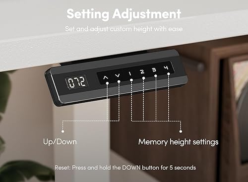 Miniatura 32 de FEZIBO Escritorio eléctrico de pie ajustable de altura de 40 x 24 pulgadas con doble cajón, escritorio para computadora, mesa de pie para oficina en