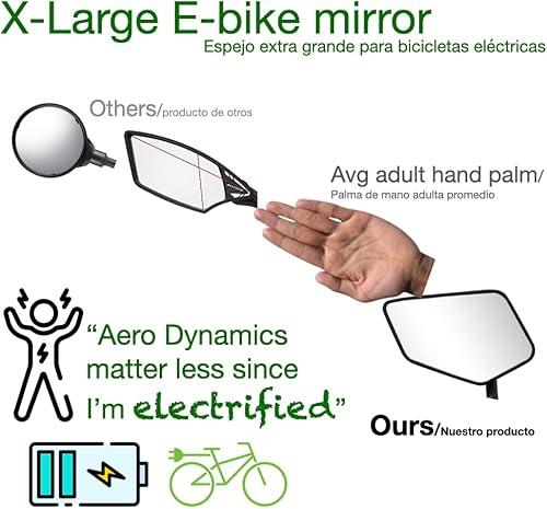 Miniatura 2 de Urby Soporte de manillar de espejo de bicicleta para scooter eléctrico de neumáticos gruesosbicicleta, bicicleta eléctrica, fabricado con cristal
