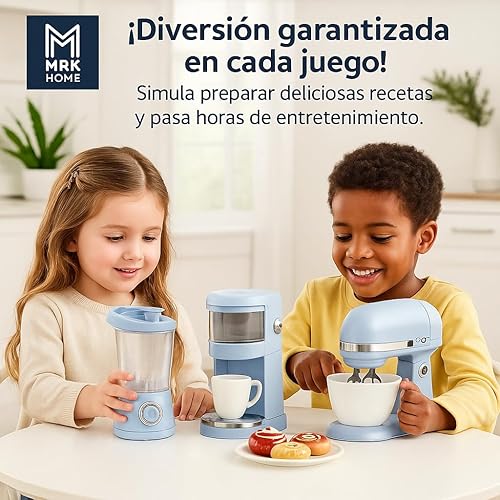 Miniatura 5 de Children's Kitchen Set, Household Appliances Toy with Coffee Maker, Blender and Blender, Lights and Real Sounds, for Children 3+ Years, 19.5x15x13cm