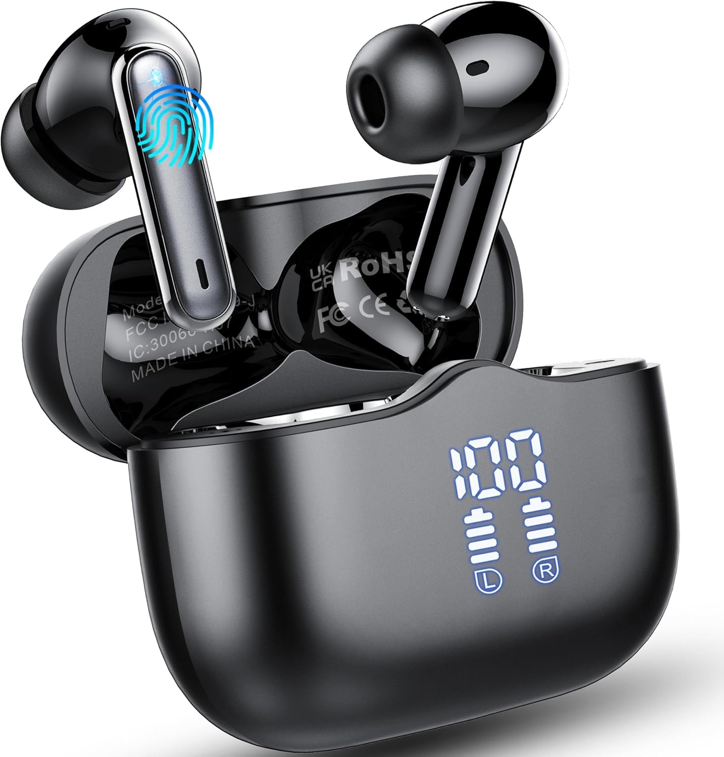 Wireless Earbuds, Bluetooth 5.4 Headphones in Ear with 4 ENC Noise Cancelling Mic, New Wireless Earphones HiFi Stereo Deep Bass 40H Playtime, In-Ear Bluetooth Earbuds LED Display IP7 Waterproof, USB-C