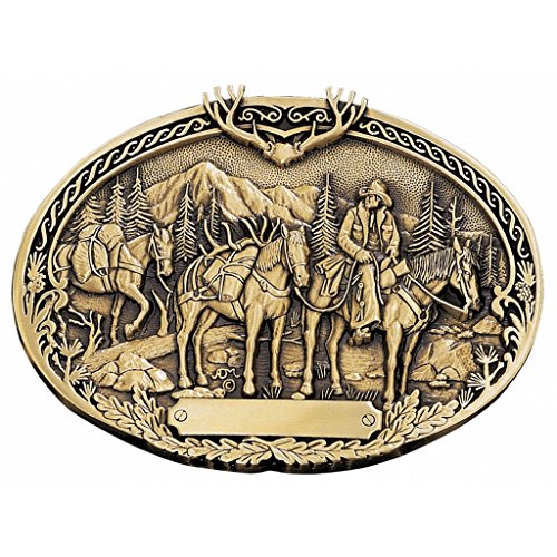 Montana Silversmiths Southwest Collection Attitude Western Belt Buckle (Pack Horses and Rider - Antiqued Brass)