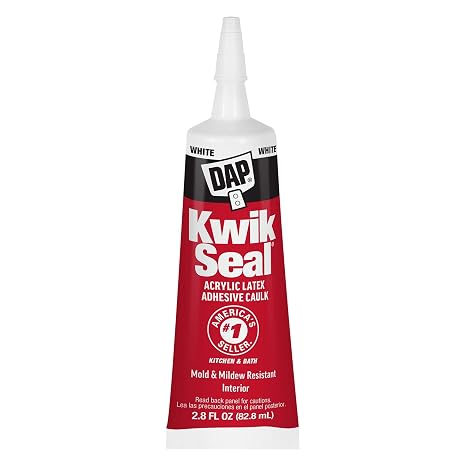DAP Kwik Seal Kitchen & Bath Adhesive Caulk, White, 2.8 oz (7079800954)