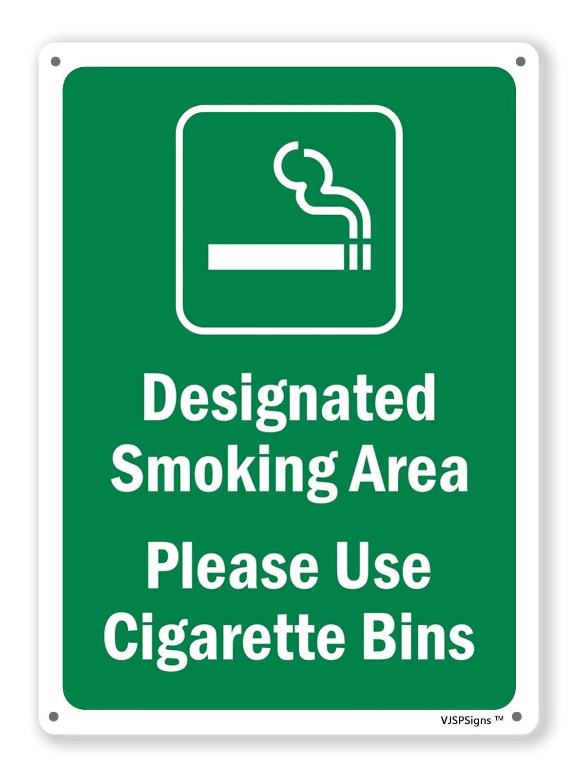 peiyeety Designated Smoking Area Sign, Use Cigarette Bins Sign, Indoor/Outdoor Use 12"X16" Metal Aluminum Sign
