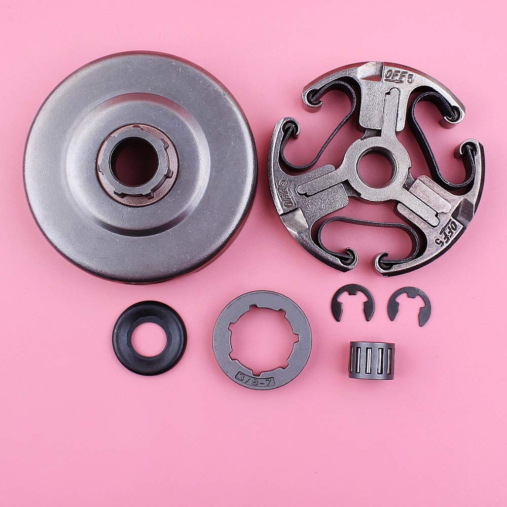 HAOHAO For Husqvarna 362 365 371 372 Motosierra Parte Lavadora Clip de la Aguja de cojinete de Embrague del Tambor 7 3/8 Dientes de 22 mm del Borde del piñón