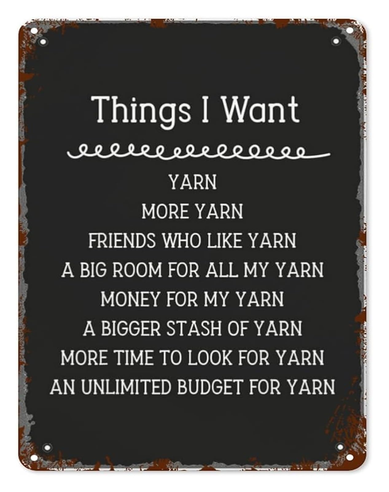FNYUVNFAF Vintage Wall-Art Yarn Lover Knit Crochet Grandma Mom Crochet Wish Humorous Tin Sign for Bathroom Bedroom Craft Room 8 X 12 in