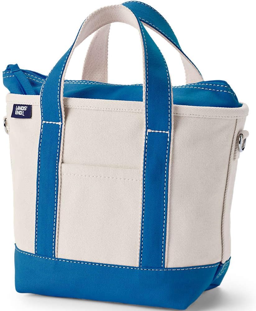 Amazon.com: Lands' End Natural Zip Top Canvas Tote Natural/beacon