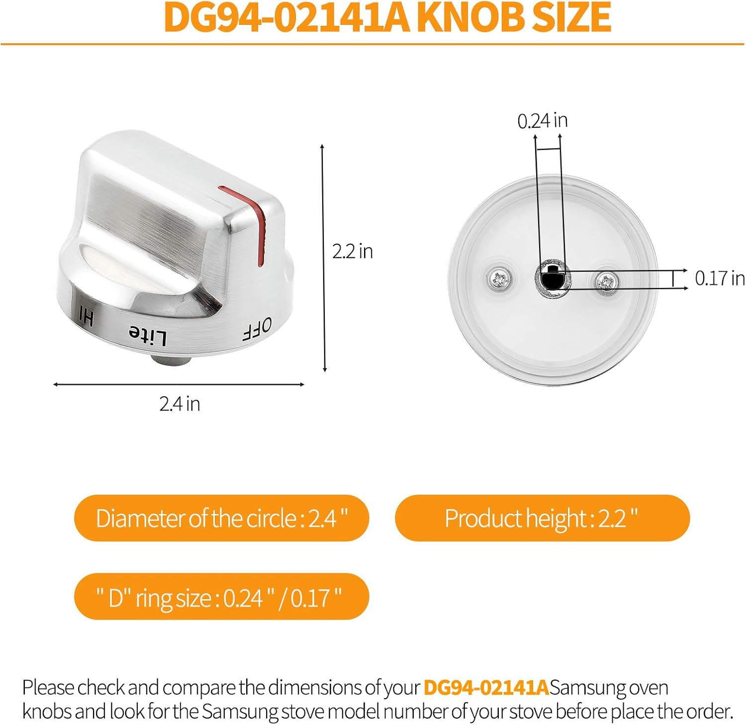 atgestore DG94-02141A Stove Knob Replacement for Samsung Stove Parts NX58M6630SS/AA NX58M6650WS/AA Samsung Assembly Gas Range Knobs Oven Knobs Cooktop Burner Control Knobs 5 Pcs
