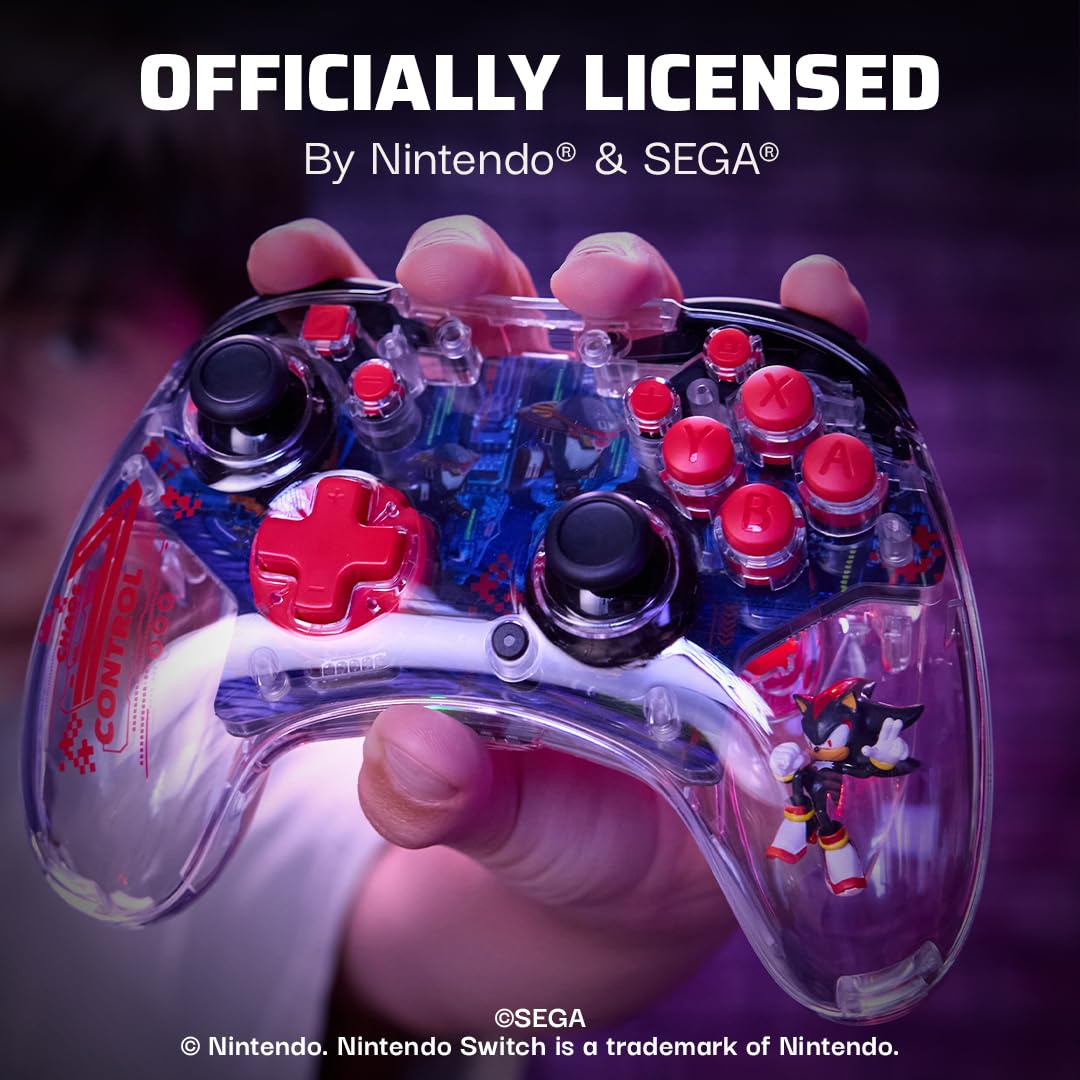 PDP REALMz™ Wireless Nintendo Switch Pro Controller, Rechargeable LED, Licensed for Nintendo Switch|Lite|OLED: Sonic Shadow Space Colony ARK (with Full Motion Controls)