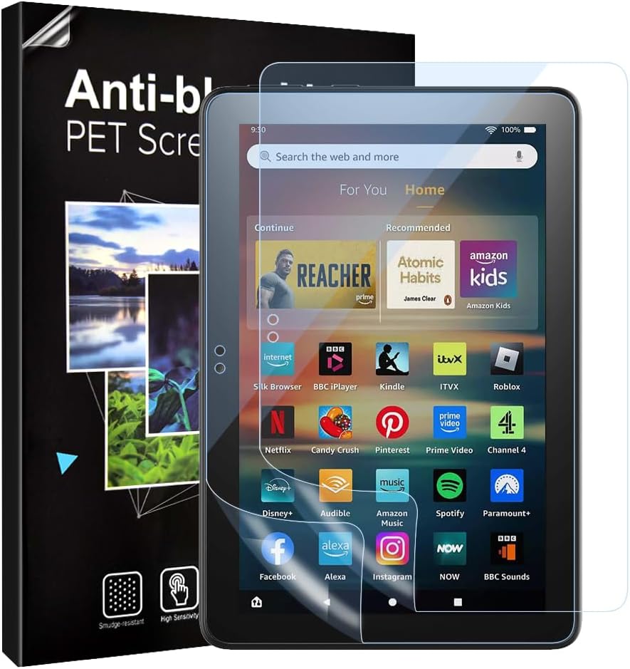 TiMOVO [2 Pack Anti Blue Light Screen Protector Compatible with Fire HD 8 & 8 Plus 12th/10th Generation (8 Inch - 2024/2022/2020 Released), Anti-Scratch Slim Film Fit Kindle HD 8 & 8 Plus
