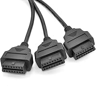 Vista 8 de Divisor OBD2 de 1.6 pies/19.7 in, extensión OBD-II de 3 vías, adaptador de cable extensor de diagnóstico para automóvil (negro)