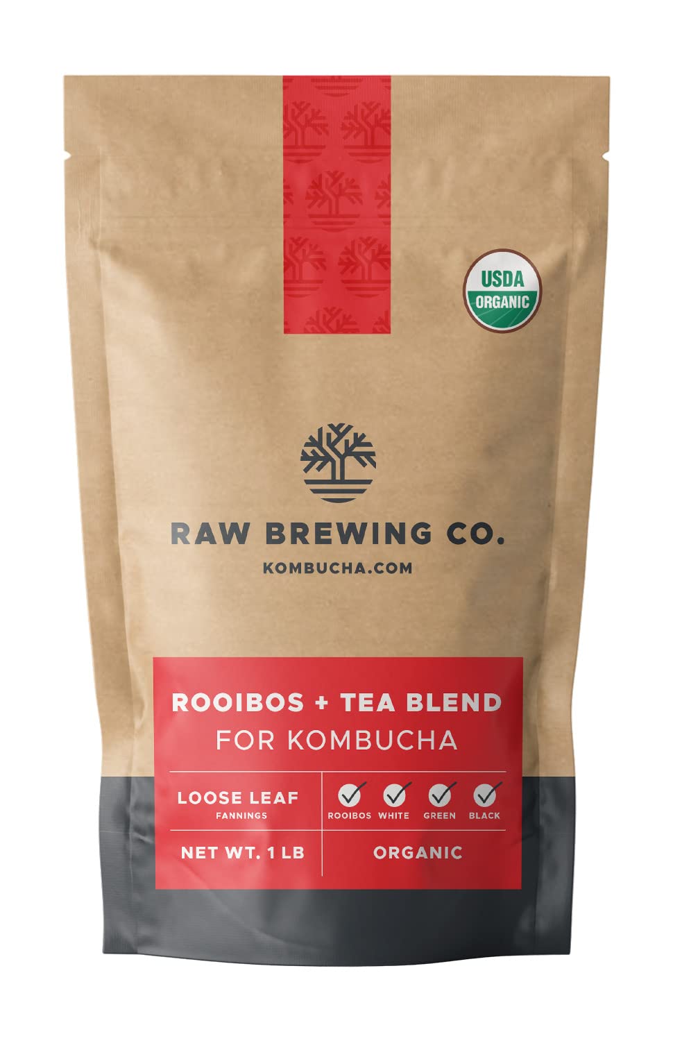 Raw Brewing Company Kombucha.com Certified Organic Loose Leaf Tea - Kombucha Blends (Rooibos + Mixed Tea Blend, 8 Ounce). Makes up to 25 gallons.