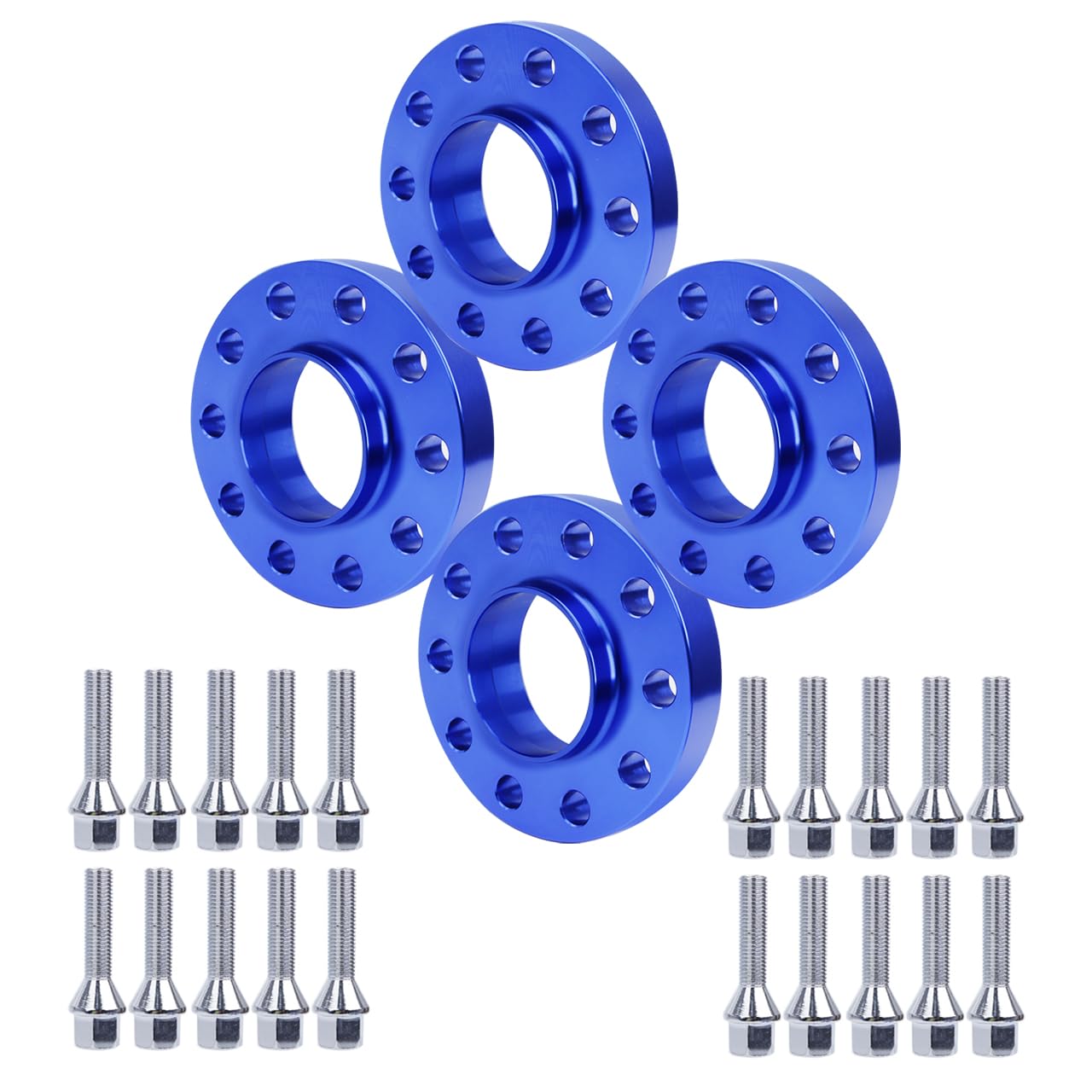 Pindex Set Distanziali per BMW 5x120 2x15mm 2x20mm per BMW E82 E88 E36 E46 E90 E91 E92 E93 E28 E34 E60 E23 E32, Distanziali Ruota Auto per BMW con 20 Bulloni Ruota M12X1.5