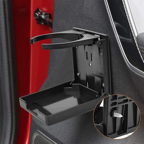Miniatura 3 de 4 portavasos de plástico para automóvil, soporte para bebidas para automóvil, soporte plegable ajustable, portavasos plegable con tornillos para