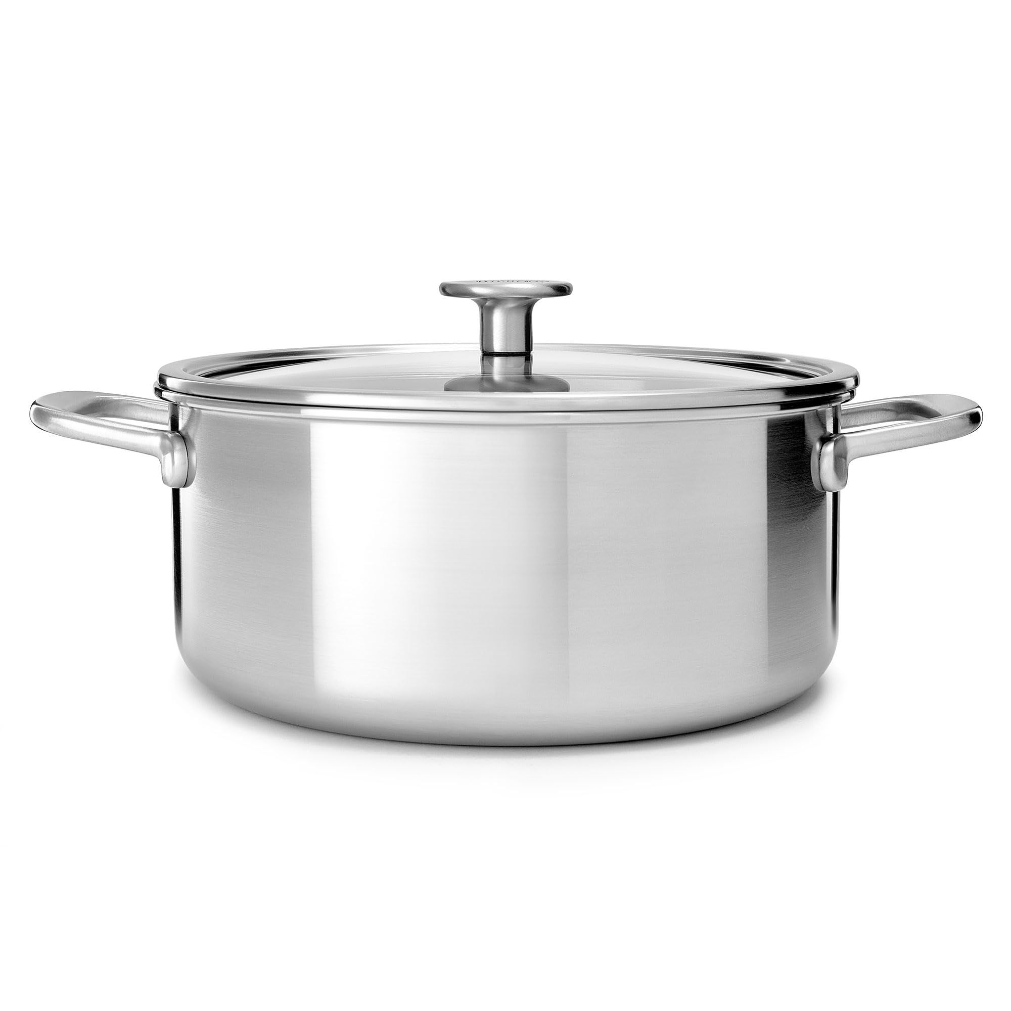 KitchenAid MultiPly 3PLY Stainless Steel 20 cm/3.11 Litre Casserole with Tempered Glass Lid, PFAS Free, Triply, Multiclad, Induction Suitable, Oven Safe up to 220°C, Silver