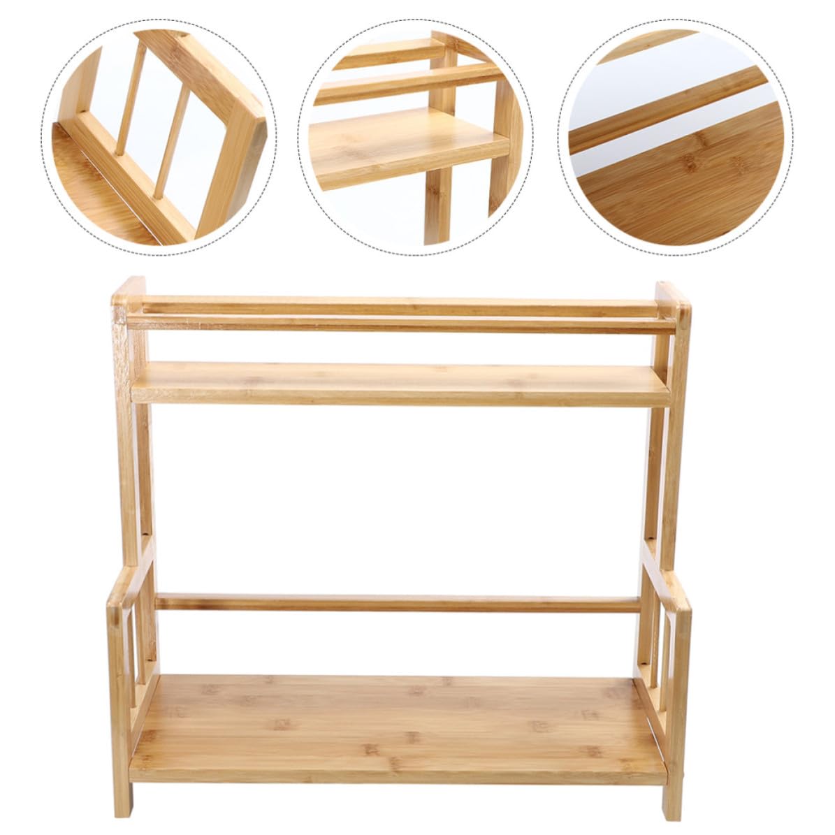 Organizador de Gabinetes de Cocina de Bambú Beige de 2 Niveles, Estante Multifunción para Condimentos y Especias, Ahorro de Espacio para Decoración de Cocina