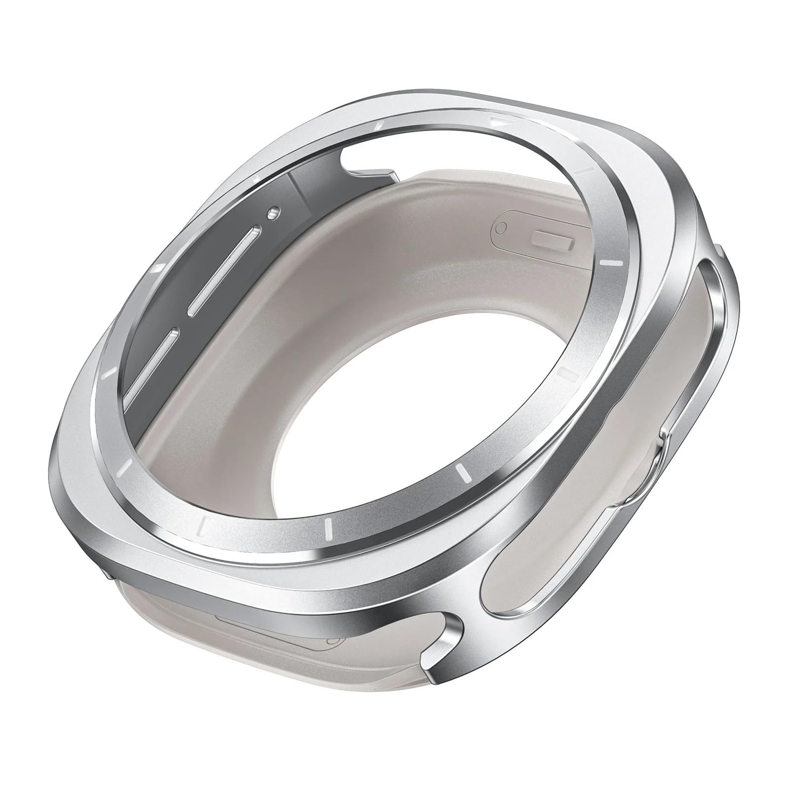 Coque de protection en métal pour Samsung Galaxy Watch Ultra 47 mm Coque en alliage d'aluminium pour Samsung Ultra 7 Accessoires de protection d'écran (Blanc argenté)