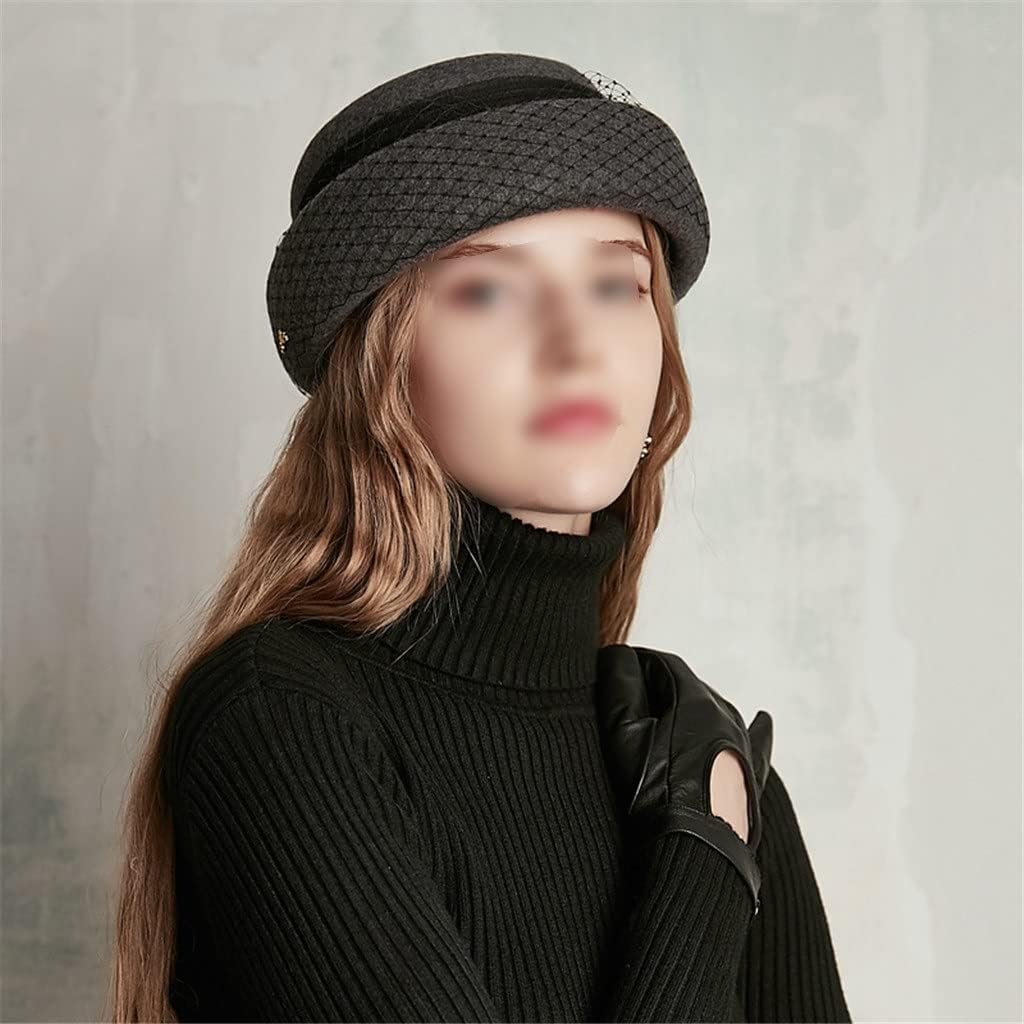 Autumn and Winter Retro British Woolen Mesh Fashion Ladies Beret Ladies High-end Wool Top Hat