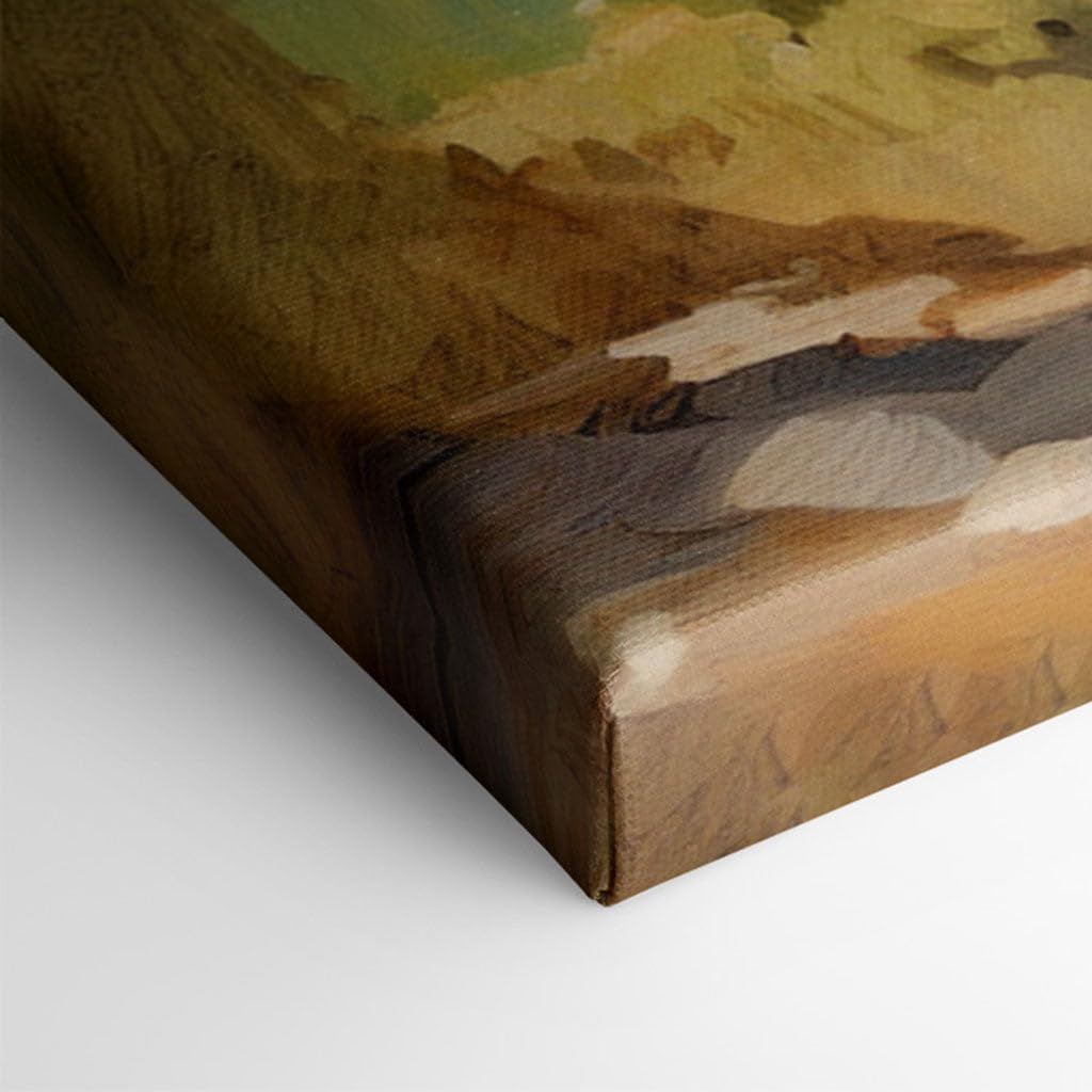 Canvas for Living room. Rustic Tranquility Unveiled in Idyllic Countryside Retreat, 27 x 18 inch Canvas Wall Art - Ready to Hang