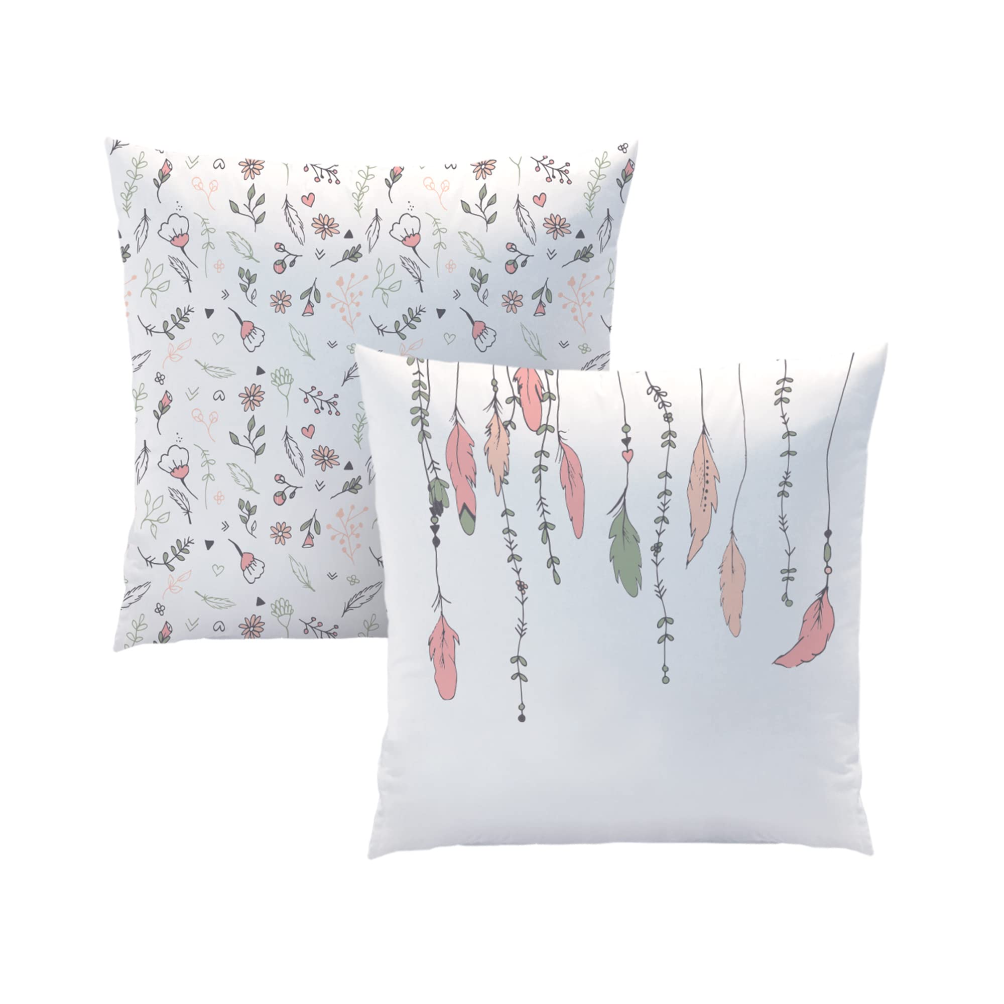 MATT & ROSE Parure de Lit 220x240 cm Attrape Coeur Imprimées Réversibles | 100% Coton | Oeko-TEX | Housse de Couette 220x240 cm + 2 Taies d'oreiller 65x65 cm | Blanc