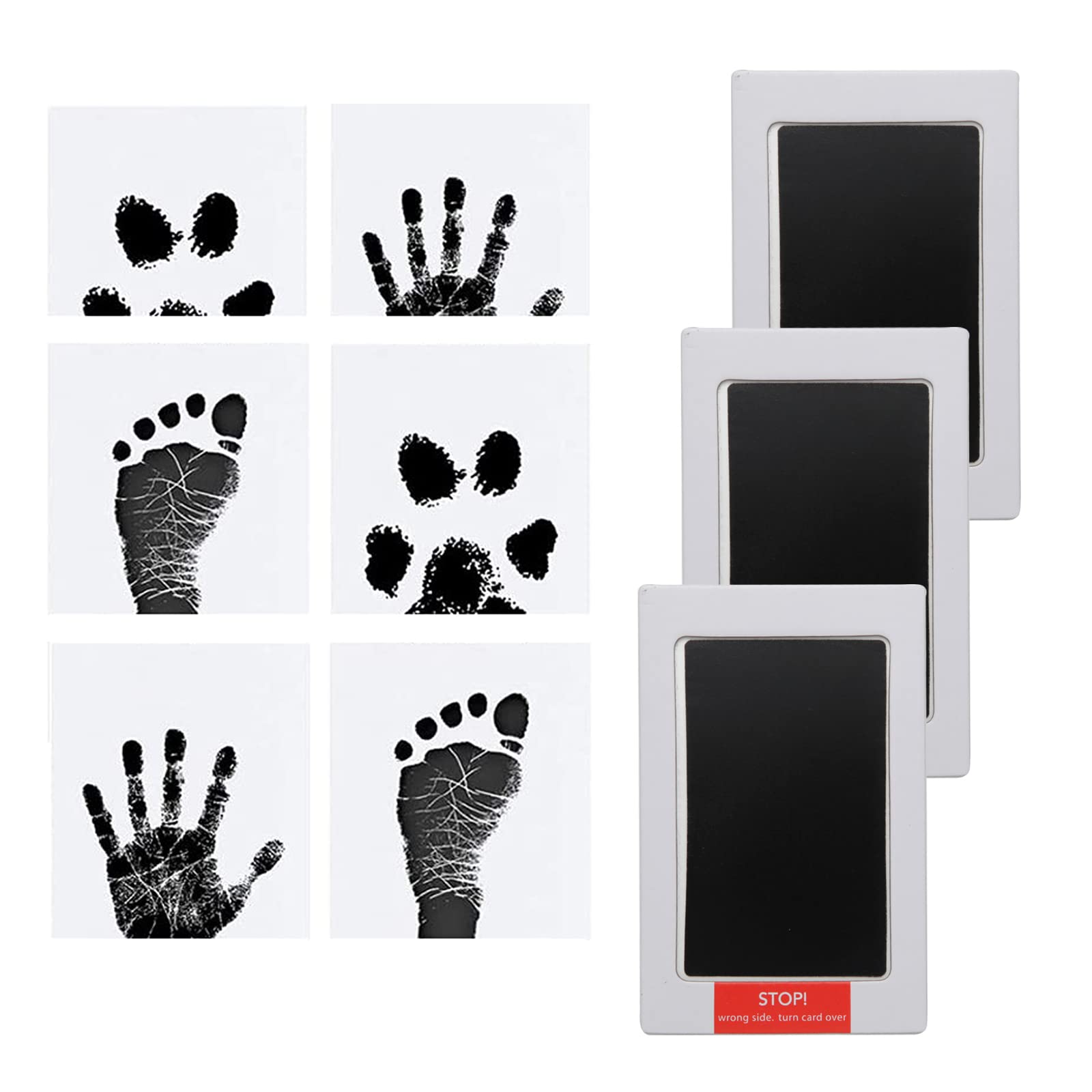 Zestaw 3 odcisków stóp i dłoni dla niemowląt, odcisk dłoni i stóp, zestaw dla dzieci w wieku 0-6 miesięcy, zestaw do stempli Clean Touch dla kota / psa / baby shower