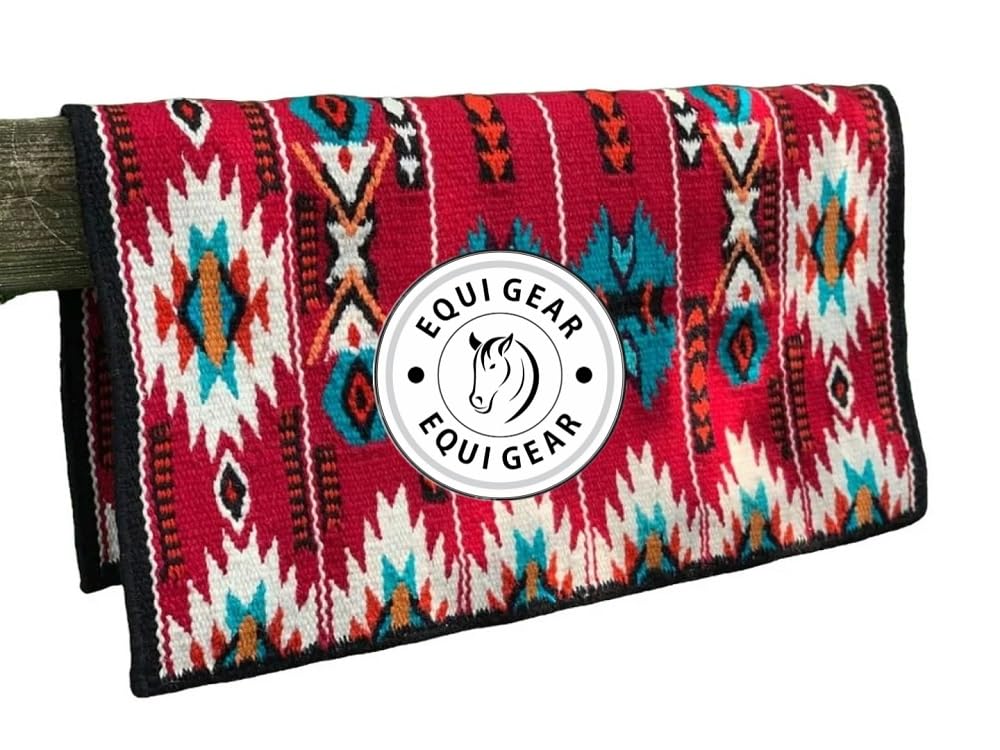 Horse Western Ranch Sottosella/Coperta da sella Western in lana neozelandese con imbottitura in lana con sensore Flex (personalizzazione disponibile) AS51 (34" x 32")