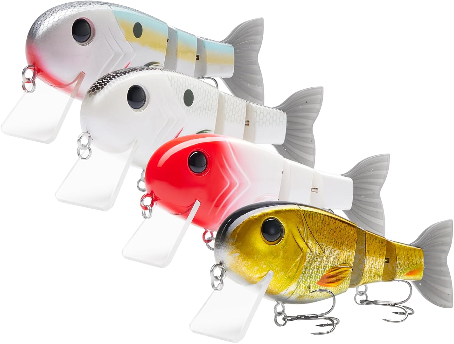 BASSROCK Topwater Fishing Lures for Bass Pike Salmon Floating Swimbait Jointed Crankbait Freshwater Saltwater 4.9in/1.76oz RK1001